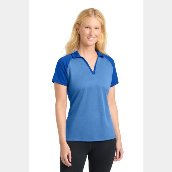 Women's PosiCharge ® RacerMesh ® Raglan Heather Block Polo Thumbnail