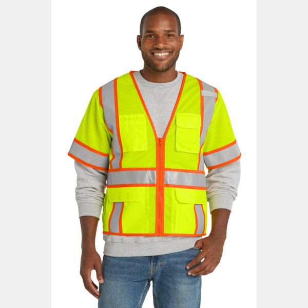 Ansi 107 Class 3 Surveyor Mesh Zippered Two Tone Short Sleeve Vest Thumbnail