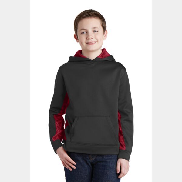 Youth Sport Wick ® CamoHex Fleece Colorblock Hooded Pullover-BGC Thumbnail